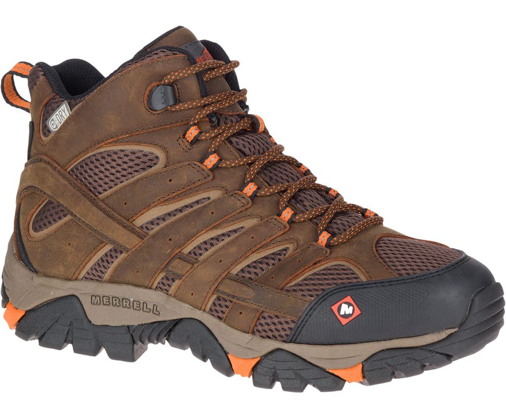 Kozaki Merrell Męskie Brązowe - Moab Vertex Mid Waterproof Sr - 362490-KTI